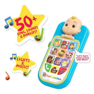 Điện thoại đồ chơi tương tác Cocomelon có đèn, âm thanh học tập về chữ cái, chữ số, màu sắc, hình dạng, thời tiết và cảm xúc của Mỹ